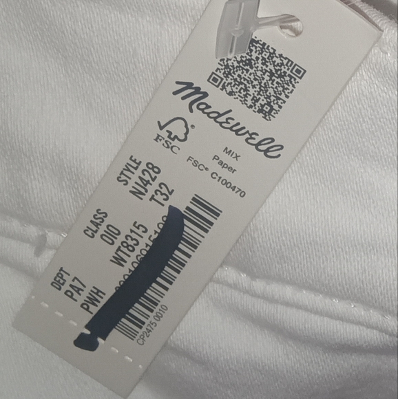 MADEWELL mid rise kick out jeans NEW with tags WHITE - Picture 12 of 12